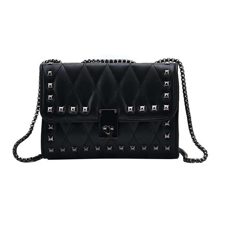 

Rivet Design Small PU Leather Crossbody Bags for Women 2020 Winter Shoulder Handbags and Purses Womne's Chain Hand Bag