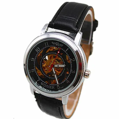 

Модные мужские механические часы с отверстиями и кожаным ремешком Мужские автоматические механические часы