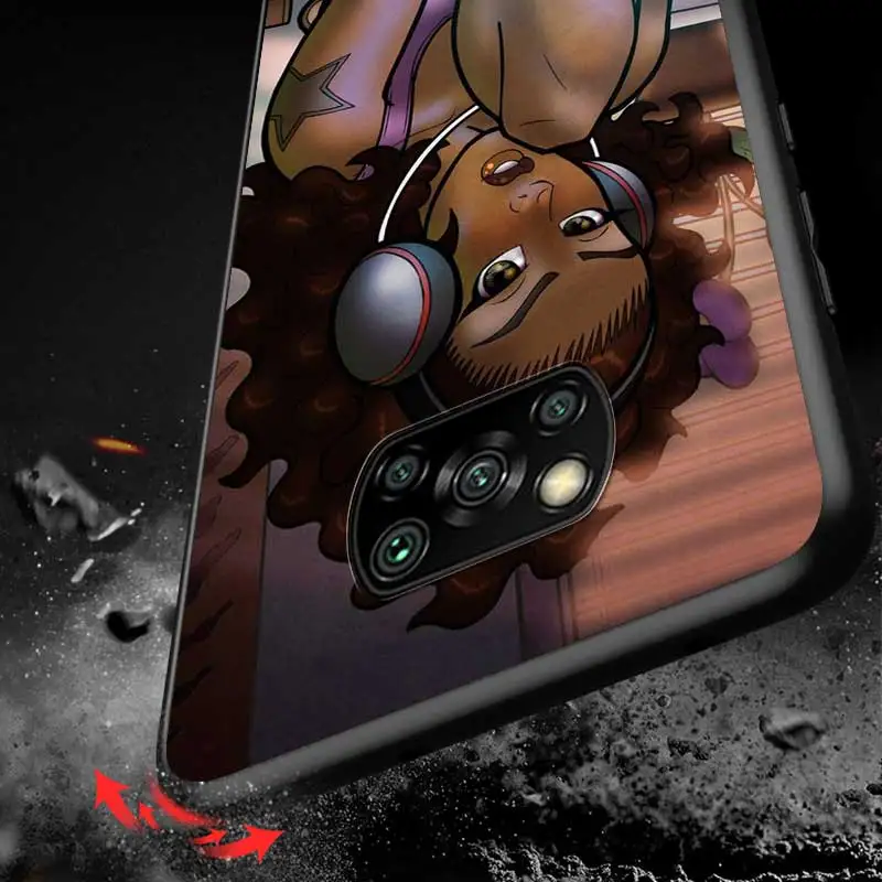 

Cute Girl Cartoon For Xiaomi Redmi K30 K30S Mi 10T Lite Pro Poco X3 NFC X2 M3 M2 F2 Pro C3 F1 Soft Black Phone Case
