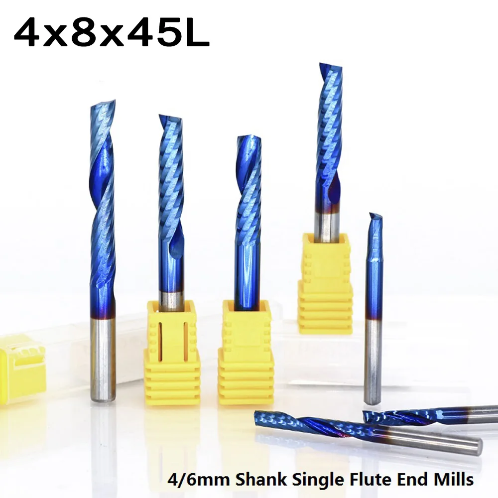 4/6mm Shank HSS End Mill Blue Coating CNC Router Bit Single Flute Milling Cutter For Quick And Smooth Cuts In Woods Plastic | Инструменты