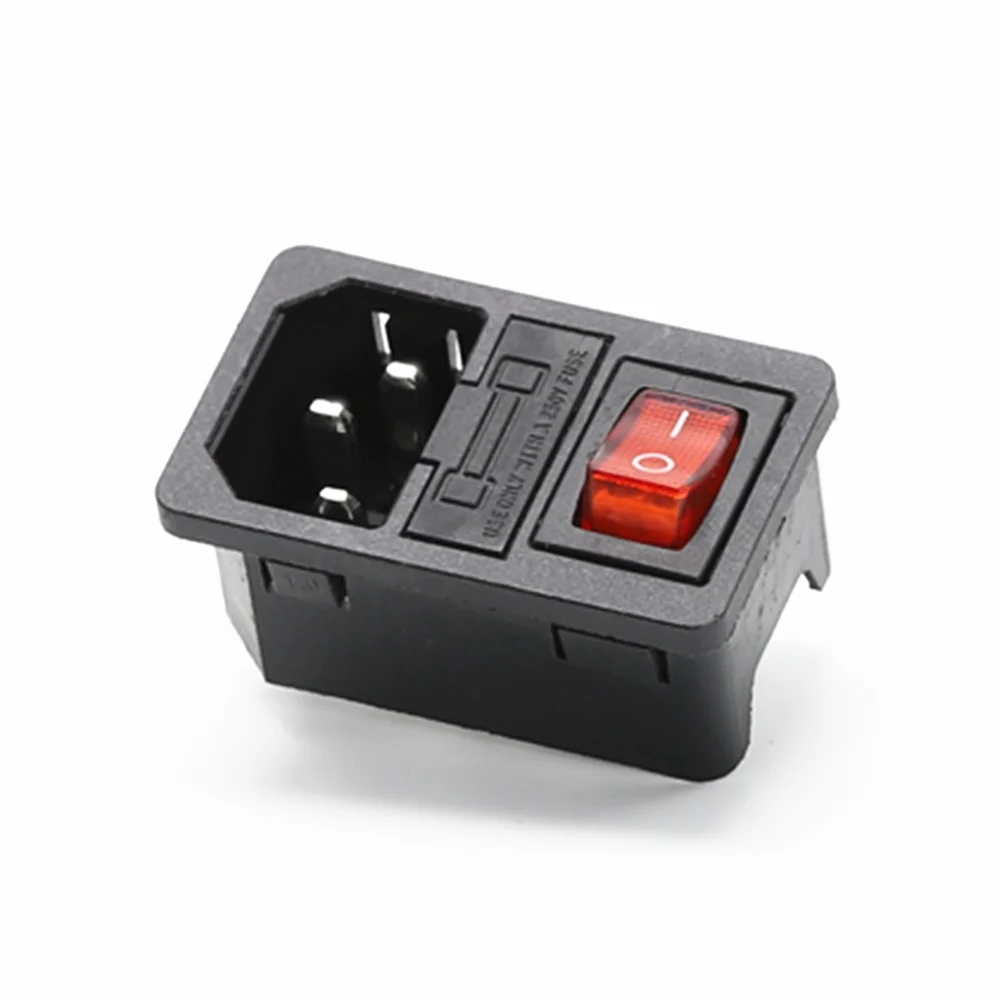 Красный 1 шт. 10A 250VAC 3 Pin iec320 C14 Входной разъем питания розетка с лампой кулисный переключатель 10A гнездо держателя плавкого предохранителя Мужской Разъем - Цвет: Красный