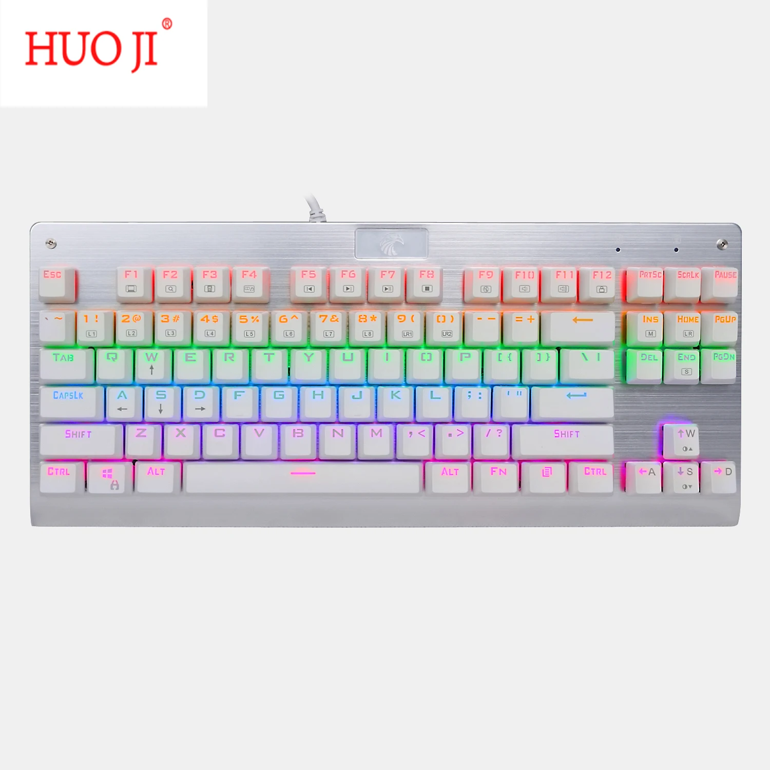 

Механическая Проводная игровая клавиатура HUO JI E-YOOSO 87 клавиш, синий переключатель, радужная светодиодная подсветка, водонепроницаемая, подх...