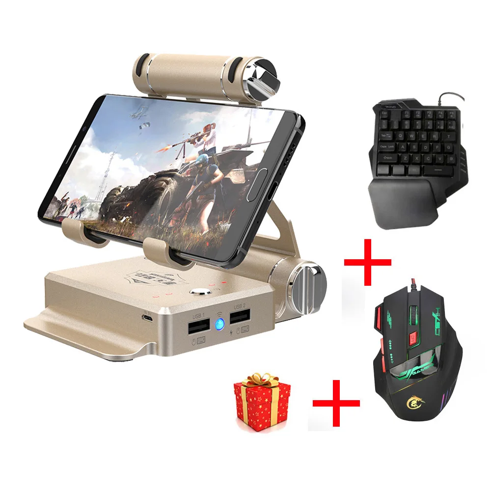 Золотой GameSir X1 BattleDock конвертер Стенд док-станция для AoV, мобильные легенды, FPS игры с G30 Проводная игровая клавиатура и HXSJ мышь - Цвет: Золотой