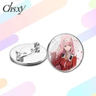 CHSXY, новинка, 1 шт., брошь в стиле аниме любимый в Фране, 02 ноль, два искусственных стекла, кабошон, лацкан, булавка, Значки для пуговиц, коллекция