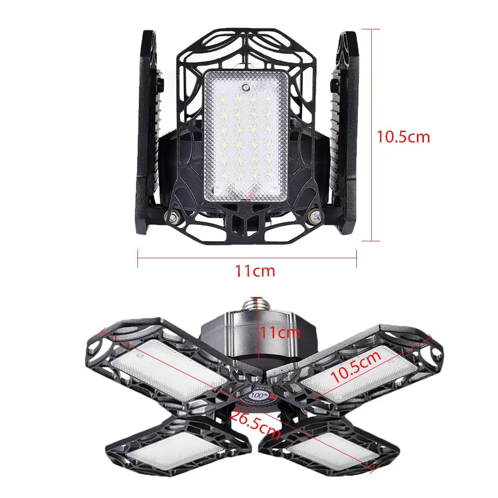 

Deformable LED Garage Light Foldable Radar Induction Lamp Ceiling Light for Warehouse Workshop 85-265V Cool White