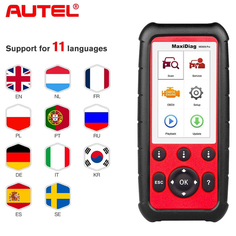 Autel Maxidiag MD808 PRO полная система OBD2 автоматический сканер диагностический инструмент OBD 2 Автомобильный диагностический сканер Eobd автоматический сканер инструмент