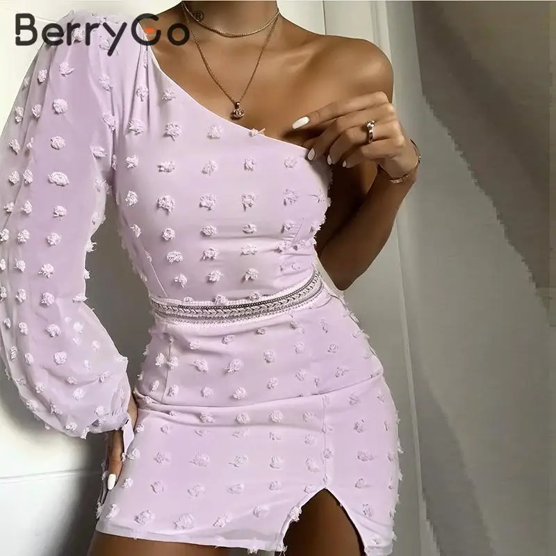 BerryGo сексуальное вечернее платье на одно плечо женские вечерние клубные платья