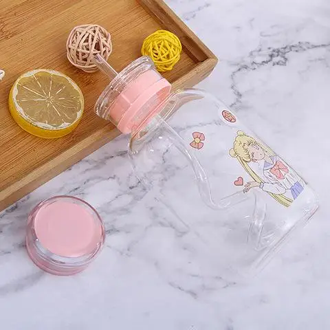 Японская милая девушка мультфильм Бутылка молока соломенная прозрачная