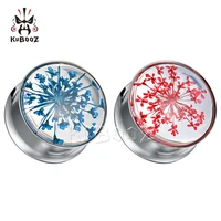 wholesale price stainless steel red blue flower ear piercing tunnels expanders body jewelry ear gauges stretchers 36pcs