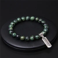 men charm bracelet natural stone amazonite agates beads bracelet rectangle dream imagine believe tag pendant bracelet jewelry