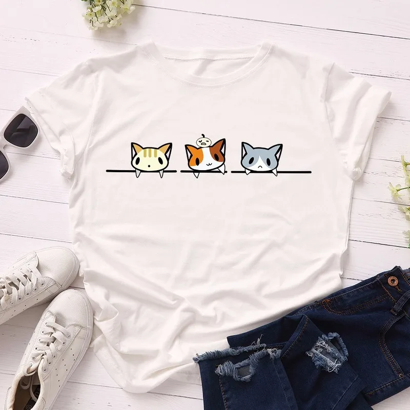 Женская летняя хлопковая футболка с коротким рукавом размера плюс 5XL