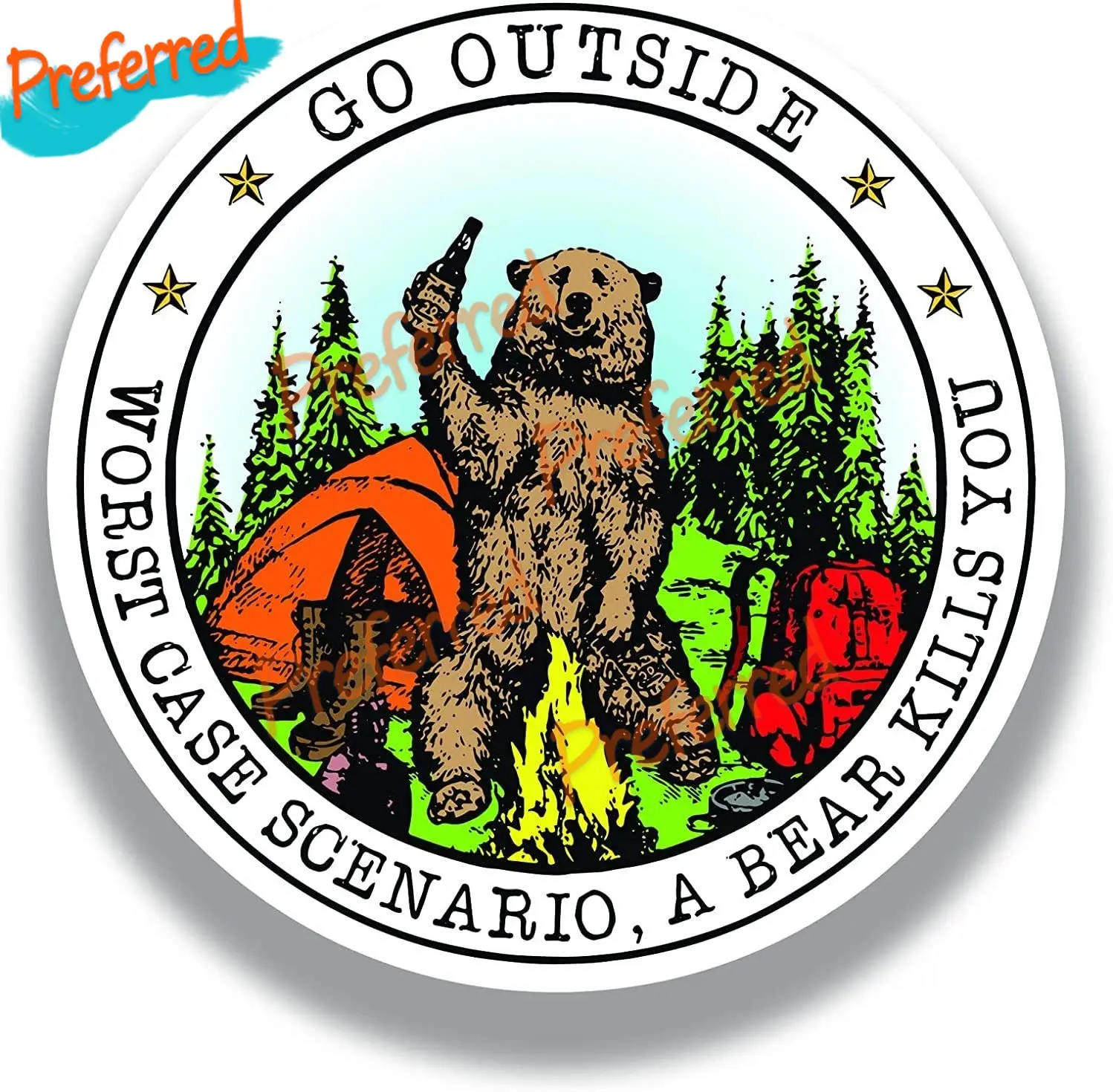 

Go Outside Worst Case Scenario A Bear Kills You Vinyl Decal Sticker - Car Truck Van SUV Window Wall Cup Die-Cut Waterproof PVC