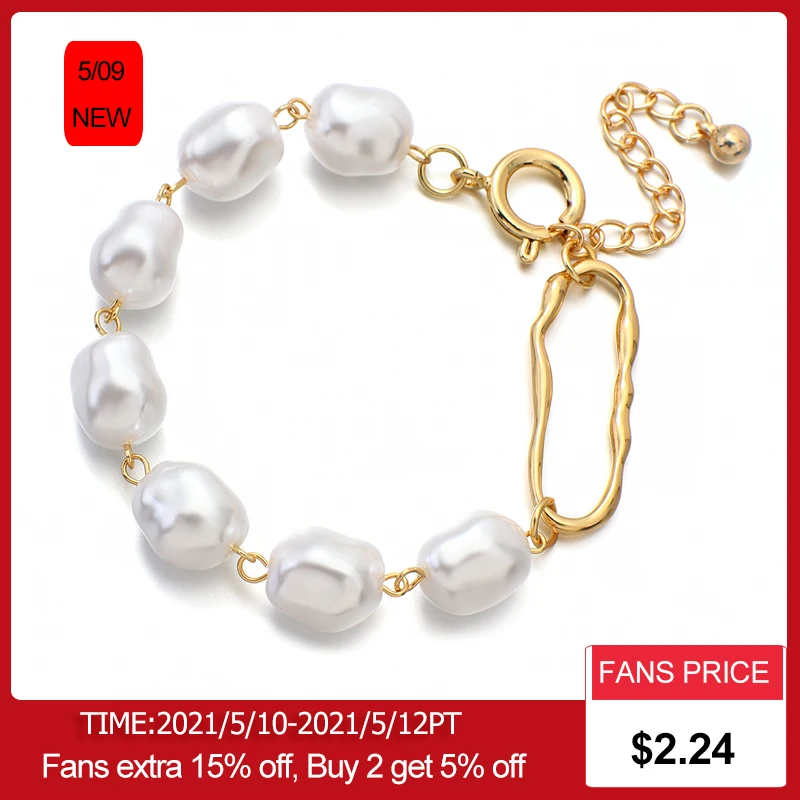 

Amorcome Personality Multilayer Extension Chain Bracelet Gold Color Pearl Bead Charm Bracelets for Women Girls Gift Jewelry 2021