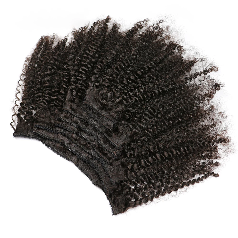 

Kinky Curly Clip In Hair Extensions 8pcs/set Brazilian Remy Hair 8-24 Inch Full Head4B 4C Afro Kinky Curly Natural Color Remy