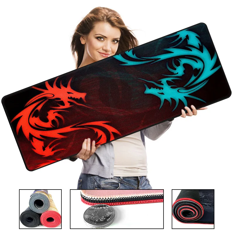 700*300 мм серия Red Dragon высокоскоростной большой игровой коврик для мыши, клавиатуры, Противоскользящий коврик для компьютерной мыши из натурального каучука