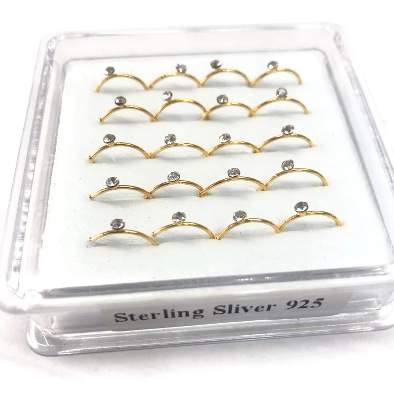 20 шт./компл. золото кольцо для носа циркониевое CZ хрящ 10 мм Серьги из