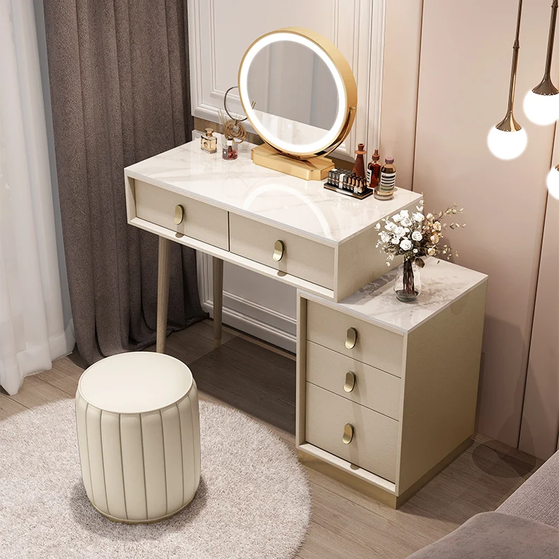 Туалетный столик для спальни в скандинавском стиле из массива дерева белый
