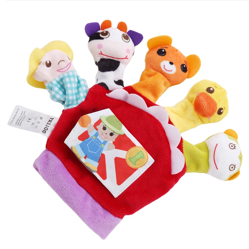 

Glove Cartoon Animal Finger Plush Toys On Fingers Biological Children Baby Doll Kids Educational Hand Puppets Toy