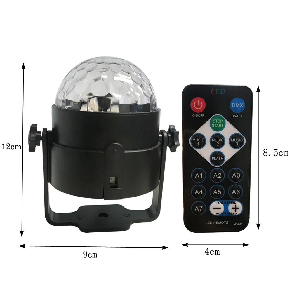 3 LEDs Magic Ball Disco Light Stage Lighting Effect with Remote Controller Auto Sound Control for DJ Concert Party | Лампы и освещение