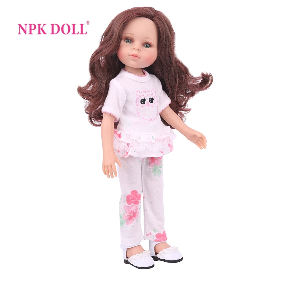 

NPKDOLL 14 Inch Reborn Baby Doll Brown Long Curly Hair Cute Fashion Dolls Girl Full Vinyl Lifelike Baby Bath Toys Lol