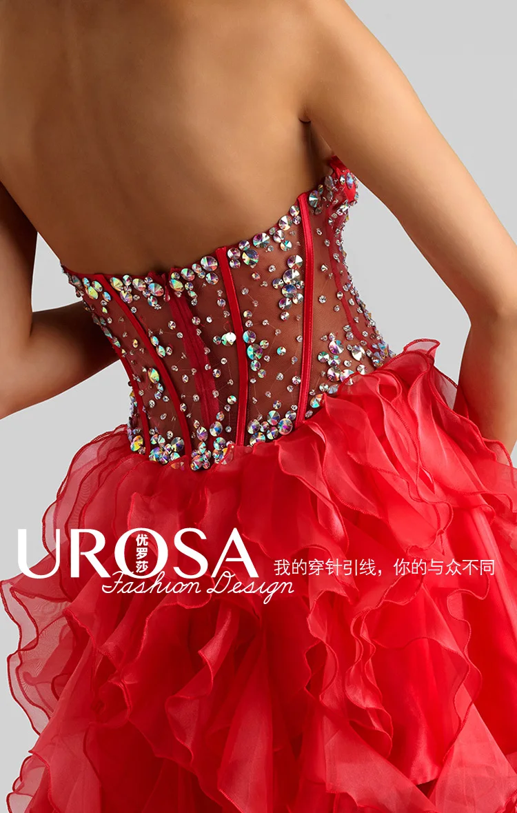 

Sexy Prom party gown with rhinestone 2018 party sweetheart Custom organza ruffles vestido para festa bridesmaid dresses