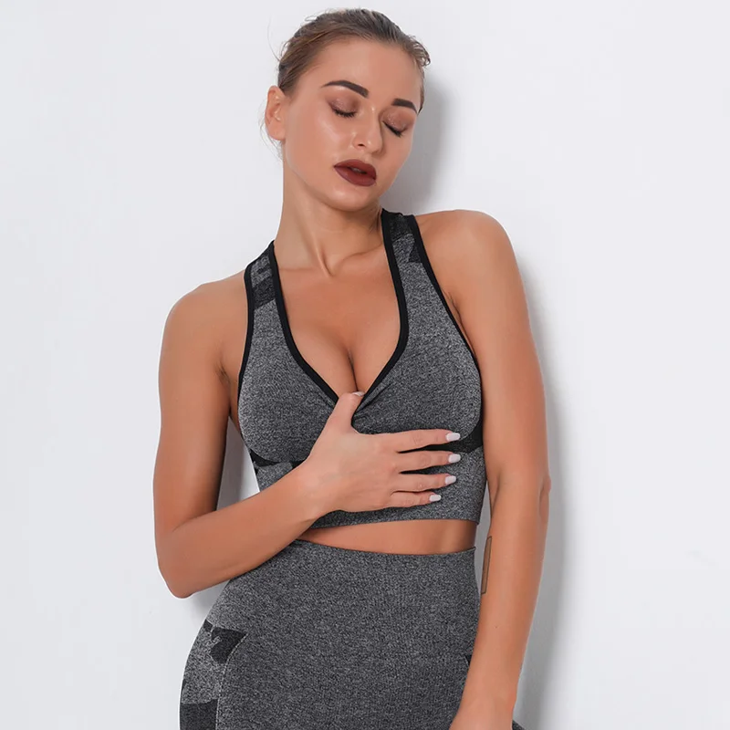 

Fitness Yoga Bras Camo Seamless Sports Crop Tops Training Gym Sports Bras Push Up Yoga Bras Workout Sports Tank Tops Female