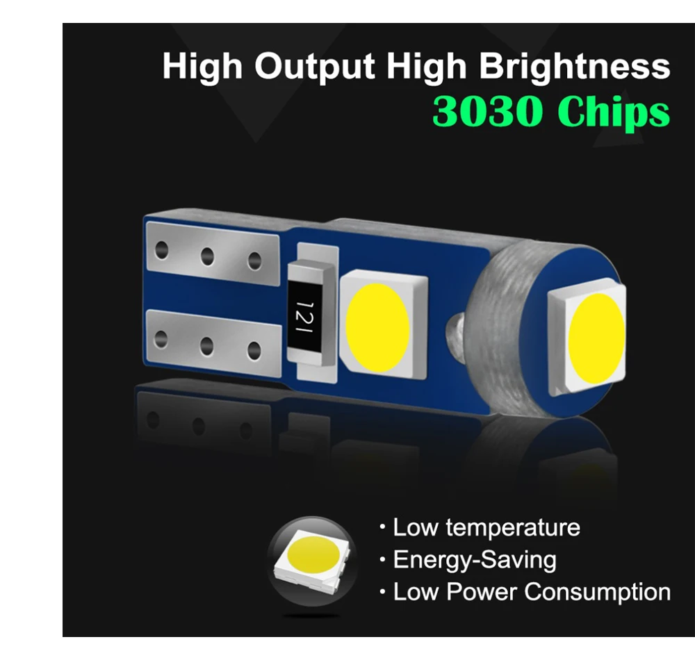 

10Pcs T5 Led Bulb W3W W1 2W 12V Led Canbus Car Interior Lights Dashboard Warming Indicator Wedge Auto Instrument Lamp Accessorie