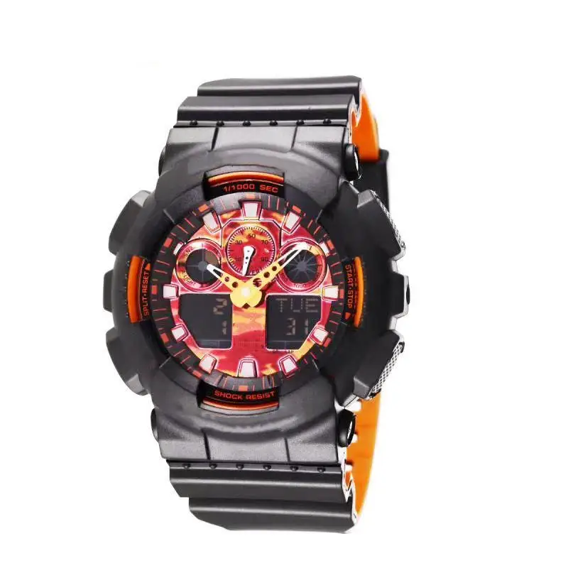 

Новая модель мужских наручных часов, 2 цвета, светодиодные цифровые многофункциональные спортивные водонепроницаемые наручные часы с двой...