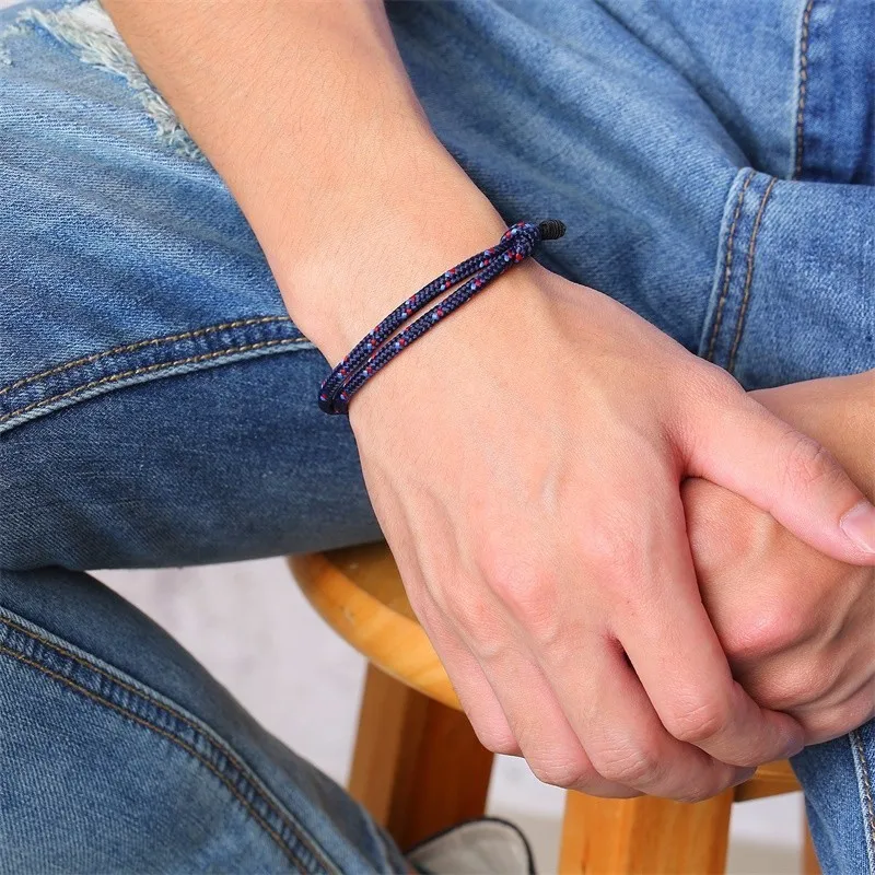 Браслет веревочный ручной работы унисекс регулируемый по длине | Украшения и