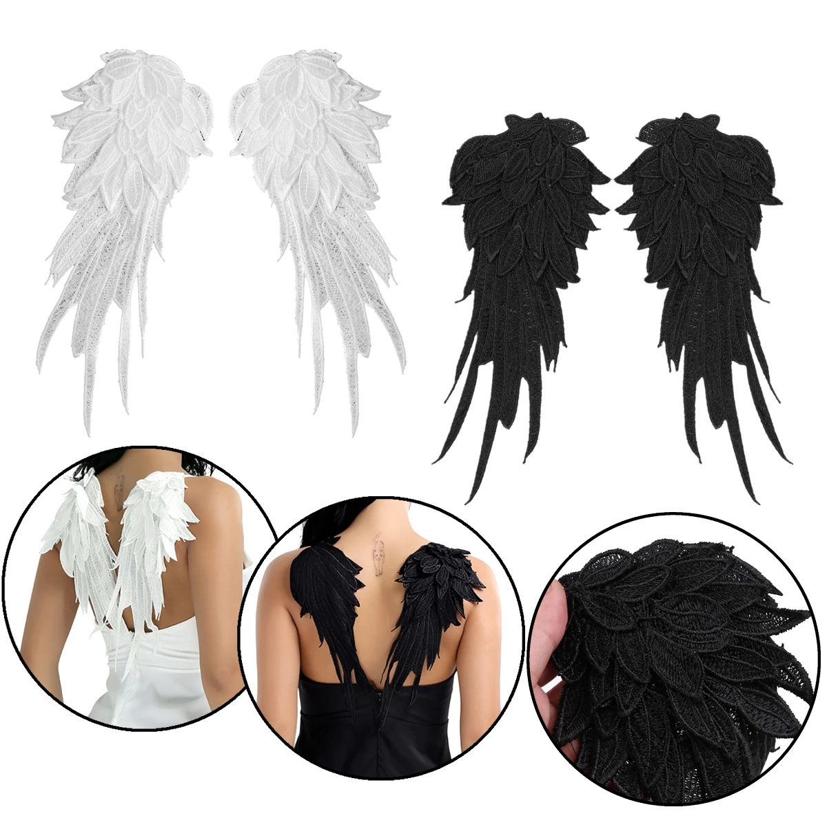 1 пара крыльев пера Сказочный Ангел Дьявол белые черные перья крылья Пришивные