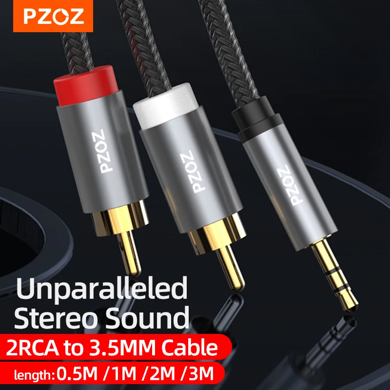 Переходник PZOZ с разъемом 3 5 мм на 2 RCA Aux Кабель-адаптер 2RCA сплиттер аудиокабель для