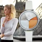 Часы наручные женские кварцевые с кожаным ремешком, асимметричные, 2021