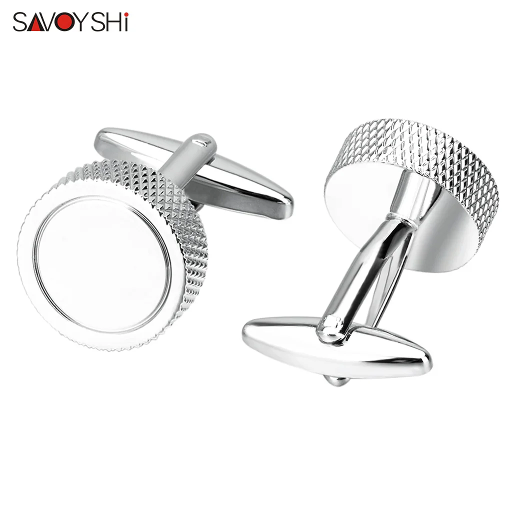 SAVOYSHI, круглые простые запонки для мужской рубашки, запонки, запонки на пуговицах, высокое качество, серебряные металлические запонки, пользовательская эмблема