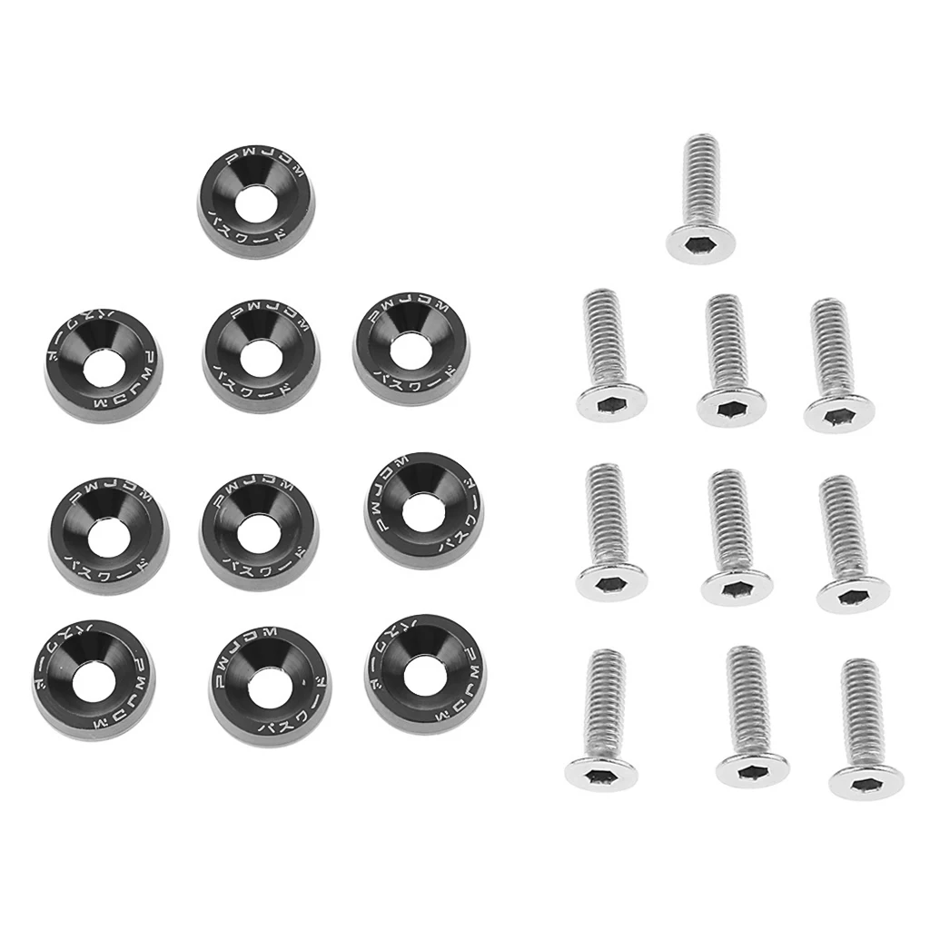 

10 шт. черные алюминиевые болты для головки чашки конические шайбы прокладки 6 мм