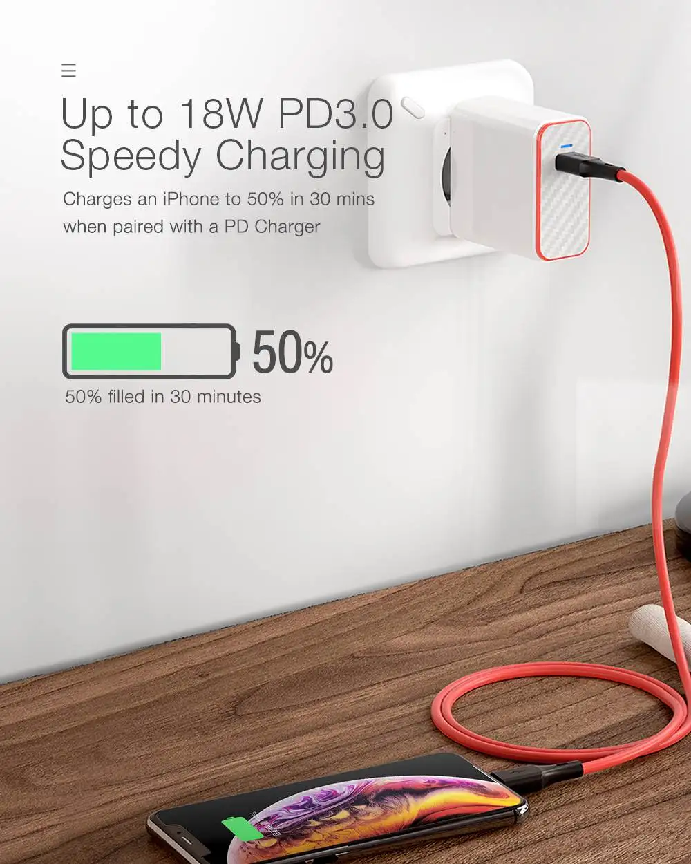 Blitzwolf BW-CL2 2.4A usb type C к Lightning MFI сертифицированные Дата зарядки Кабели PD3.0 телефон зарядное устройство ПВХ для iPhone 11 Pro Max