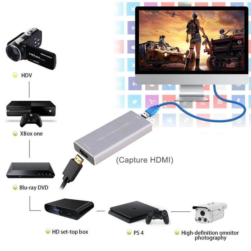 1080P 60FPS USB3.0 UVC HD карта видеозахвата HDMI/SDI 1080P HD коробка видеозахвата с высокоскоростным интерфейсом и дизайном без шнуровки