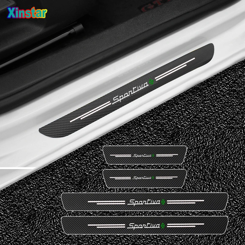 

4pcs Car Protector Door Sill Stickers For Alfa Romeo Sportiva Car Accessories