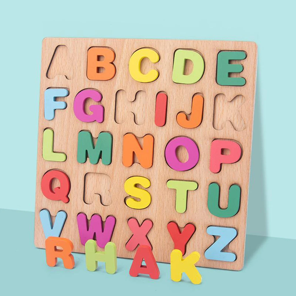 

Colorful ABC Alphabet Letter Puzzle Board Motor Skill 3D Montessori Activity Toys Gift Matching Letter Family Game