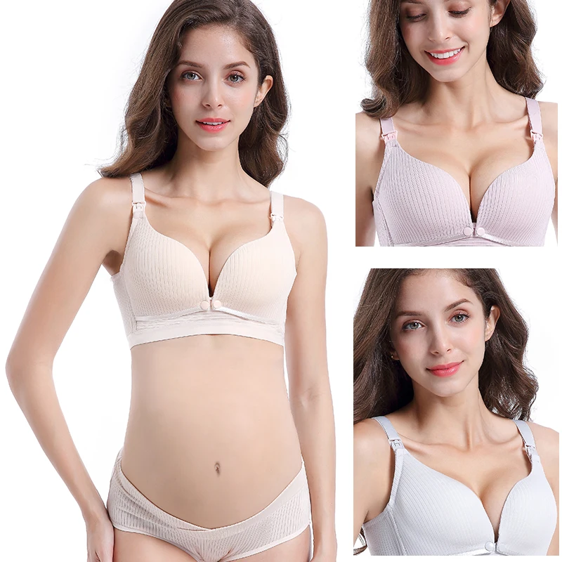 

Front buckle Cotton Nursing Bras Set Pregnant Breastfeeding Pregnancy Women Underwear Breast Feeding Bra No Rims Nursing Bra