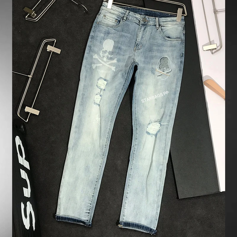 Оригинальный Череп алмаз pp четыре сезона джинсы автомобиль Красная Нить