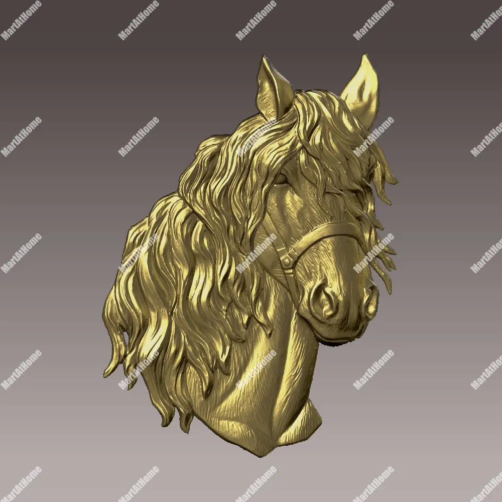 3D STL модель головы лошади для ЧПУ гравировки и печати рельеф поддержка ZBrush Artcam Aspire