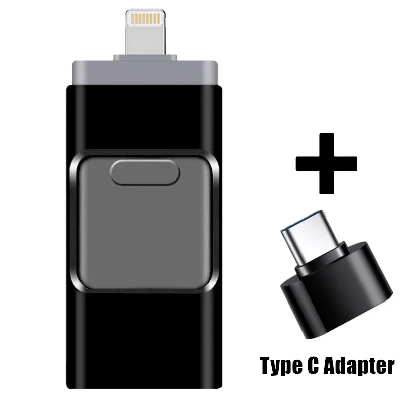 USB-флеш-накопитель 4 в 1 для iPhone 16 ГБ 32 64 128 256 512 USB 3 0 с адаптером типа c | Компьютеры и
