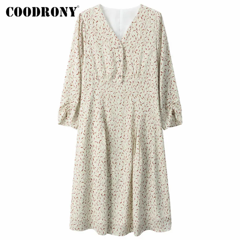 

COODRONY Brand 2021 Summer Business Casual Women's Soft Floral Clothing Elegant Streetwear Fashion Female Long Beach Dress W7002