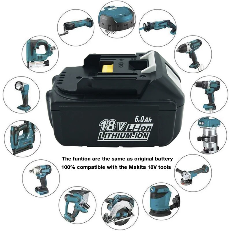 Для Makita 18v Батарея 6000 мА/ч BL1860 BL1850 BL1830 литий ионный Перезаряжаемые Мощность