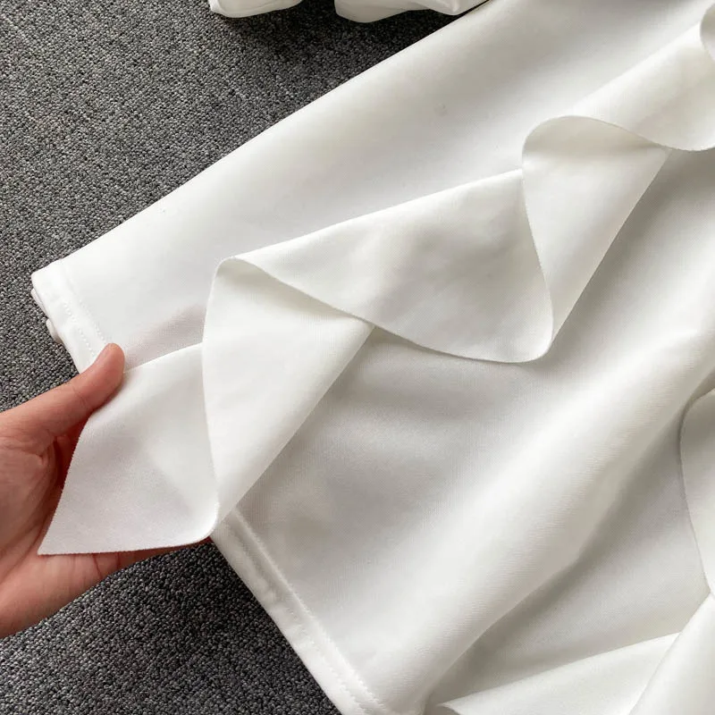 

Foamlina Long Sleeve Dress Women Fashion Autumn Stand Collar Long Sleeve Ruffles A-line Casual Female Short Dress with Belt