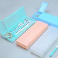 cute kawaii simple transparent pencil case pencil box plastic storage box learning stationery office supplies