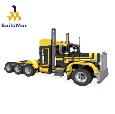 BuildMoc Peterbilt 379 Heavy Container Truck Technic Model Building Blocks Set Car Bricks Children Construction Toys Gifts | Игрушки и