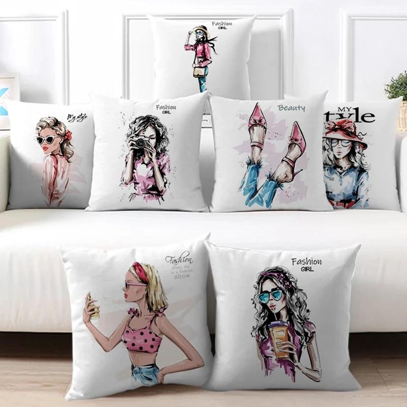 

Fuwatacchi Super Beautiful Girl Pillow Case Decor Cushion Cover Cartoon Cover for Sofa Car European Mythology Pillowcase 45x45cm