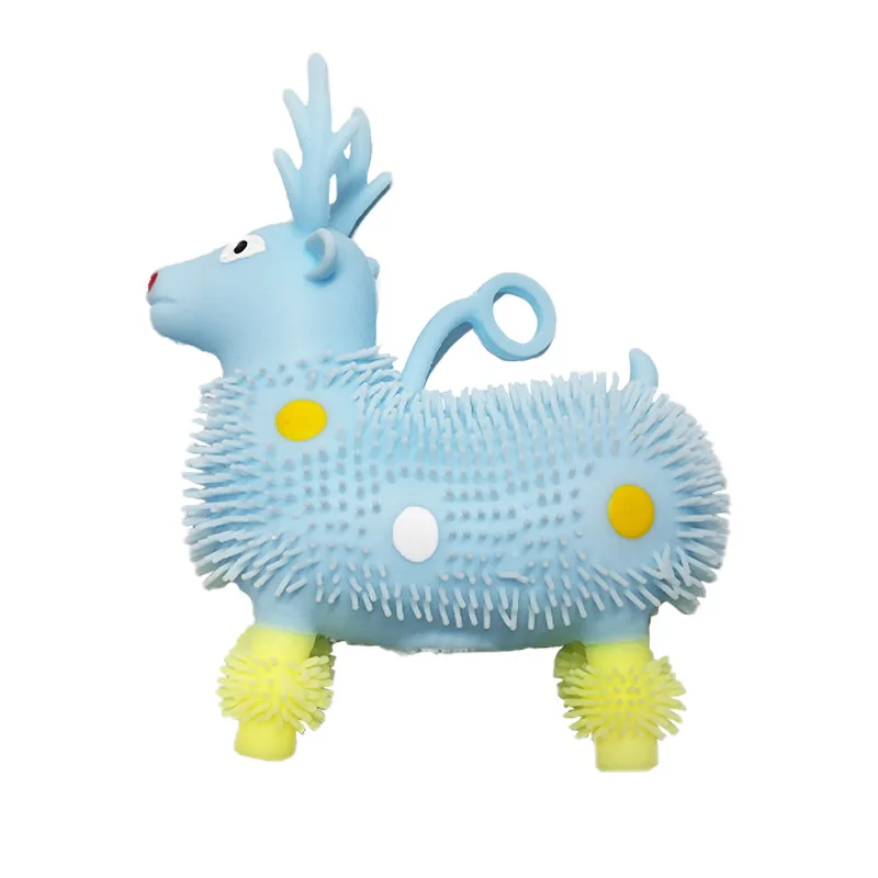 

Luminous Night Light Ball Soft Glitter Flash Ball Random Color Decompression Cartoon Deer Inflatable Flash Toy Children's Gift