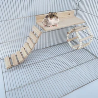 3pcs wooden hamster platform climbing ladder swing play set cage exercise toys 517e